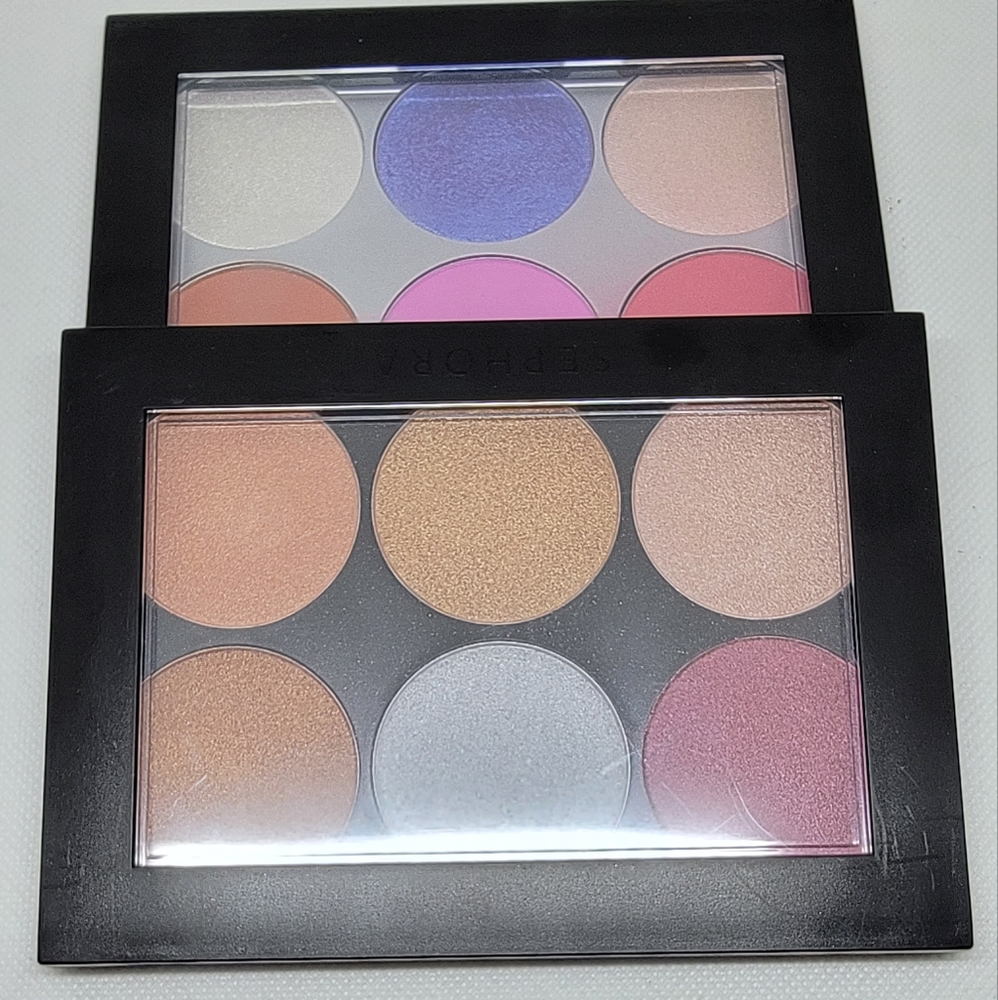 2 Sephora Palettes - Metallic Pigment & Holographic Face & Cheek Palettes